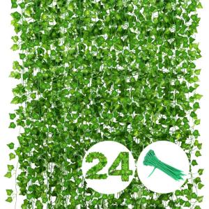 Kunstklimop, 24 stuks, 40 m, hangende klimop, slinger, bladeren, planten, kunstklimop, slinger, geschenken, Kerstmis, keuken, feest, tuin, bruiloft, muur, wooncultuur