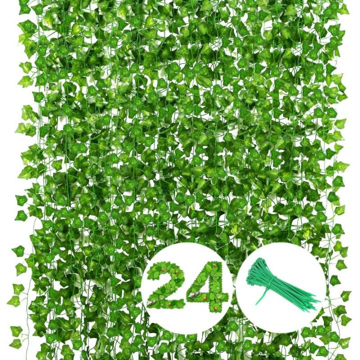 Kunstklimop, 24 stuks, 40 m, hangende klimop, slinger, bladeren, planten, kunstklimop, slinger, geschenken, Kerstmis, keuken, feest, tuin, bruiloft, muur, wooncultuur