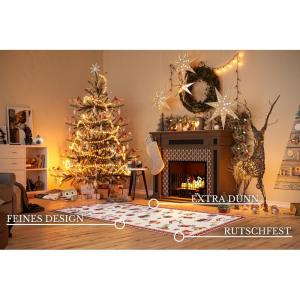 Design tapijt Nostalgic - Toy's Delight - kerstboomdeken, kerstboom en kerstboom loper voor woonkamer, slaapkamer, eetkamer, hal - rood, meerkleurig, 80 x 200 cm