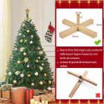 Kunstkerstboom, 183 cm, met 903 takken, moeilijk ontvlambaar, pvc-kerstboom, kunstboom incl. metalen standaard met houtnerf sparrenhout, groen