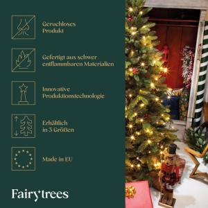 Nordmann Kunstkerstboom, 180 cm, natuurgetrouwe spuitgietelementen, gemaakt in de EU, kunstkerstboom met handgemaakte standaard van essenhout
