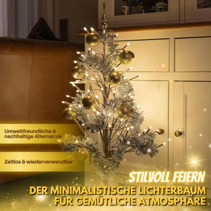LED kerstboom 80 cm bruin - met 88 warmwitte leds en sneeuwdecoratie - kerstboom / dennenboom geschikt voor buiten - takken en takken buigzaam - incl. metalen standaard