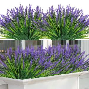 Künstliche Pflanzen Lavendel Kunstblumen wie Echt UV Beständig Büsche 8 Bündel Kunstpflanze Outdoor Gefälschte Blumen Künstliche Balkonpflanzen Sträucher Deko für Tisch Fen