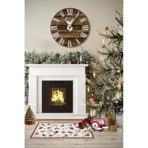 Design tapijt Nostalgic - Toy's Delight - kerstboomdeken, entreemat, kerstboommat voor woonkamer, slaapkamer, eetkamer, hal - rood meerkleurig, 50 x 80 cm
