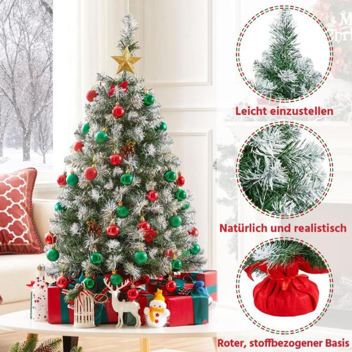 90 cm kerstboom met sneeuw, mini kunstkerstboom, tafel-kerstboom, kerstdecoratie, materiaal pvc, incl. cementbasis