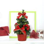 Mini tafelblad kunstmatige kerst met LED-verlichting (3 stuks) - 20 cm / 7,87 inch - versierd met bessen, dennenappels en strikken voor thuis, tafel en woonkamer
