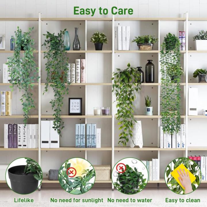 4 stuks kunsthangplanten met potten, 80 cm lang, kunstklimop, , , , , onderhoudsvrije plastic planten voor binnen en buiten, tuin, wanddecoratie
