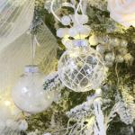 Onbreekbare doorzichtige plastic van 60 mm met glitterschilderij, transparant, doorzichtige kristallen , kerstboomdecoraties (30 stuks, wit)