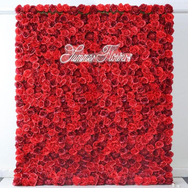 Klassische Rote Rosen-Blumenwand, Blumenarrangement, Blumen-Wandpaneel-Set, Künstliche Wand-Blumen-Hintergrund, 3D-Seiden-Hortensien-Rosen-Blumenpaneel Für Fotohintergrund, Zuhau