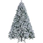 Kunstkerstboom 228 cm (Ø ca. 140 cm) met ca. 1284 punten, dennenboom met sneeuwvlokken, materiaal PVC, incl. metalen kerstboomstandaard, automatische flocking