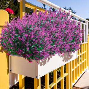 voor buiten, 12 bundels lavendel, , weerbestendige balkonplanten, kunstplanten, struiken voor buiten, binnen, balkon, balkonbak, bloembak, fuchsia