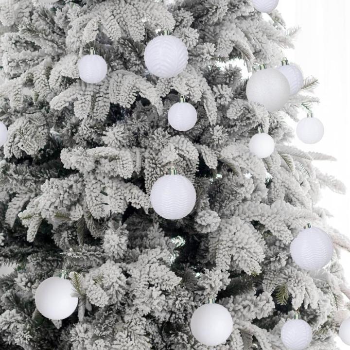 witte kerstbalornamenten voor kerstversiering - 36 stuks kerstboom onbreekbare ornamenten met ophanglus voor vakantie- en feestdecoratie (combo van 6 stijlen in 3 maten)