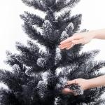Kunstkerstboom met sneeuw, 220 cm, zwart, kerstboom, dennenboom, kerstdecoratie, spar, Cristal Dark