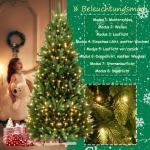 210 cm kunstkerstboom in premium kwaliteit met warmwitte ledlampen, realistische takken en houten standaard, van PE + pvc, voor kerstdecoratie, herbruikbaar