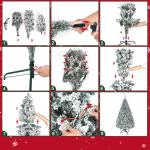 Kunstkerstboom, 150 cm, pvc, automatische kunstkerstboom met standaard, kunstkerstdecoratie, met flocking, sneeuw