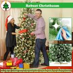 150cm Künstlicher Weihnachtsbaum mit 395 Grün PVC Spitzen & 55 Grün PE Spitzen Tannenbaum Christbaum mit Holzständer & Warmweiß LEDs für Weihnachten, Halloween, Hochzeit (mit