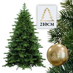 Kunstkerstboom, 210 cm, inclusief metalen standaard, natuurgetrouw met dichte takken, kunstkerstboom voor binnen en buiten, kunstkerstboom