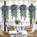 4 stuks , hangende kunstbloemen, decoratie, kunstklimop, kunstbloemen, hangplanten, kunstbloemen als echte vines, voor tuin, balkon, decoratie, blauw-paars