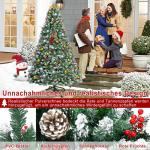 Kunstkerstboom, 150 cm, pvc, automatische kunstkerstboom met standaard, kunstkerstdecoratie, met sneeuw, dennenappels en bessen