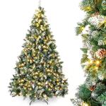 Kunstkerstboom met verlichting witte sneeuw LED kerstboom voor kerstdecoratie (180 cm 340LED)
