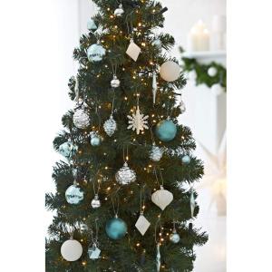 Set van 29 , assortiment, kerstversiering, turkoois, zilverwit, om op te hangen, kunststof, kerstboomversiering, turquoise, wit, zilver
