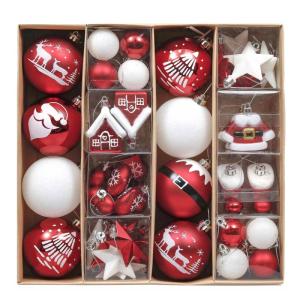 40 stuks witte en rode , onbreekbare kerstversieringen, schattige hangende kerstboomversiering, perfect voor kerstversiering, kraftpapier geschenkverpakking