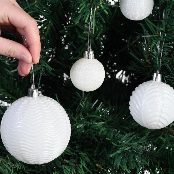 witte kerstbalornamenten voor kerstversiering - 36 stuks kerstboom onbreekbare ornamenten met ophanglus voor vakantie- en feestdecoratie (combo van 6 stijlen in 3 maten)