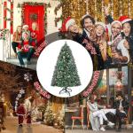 Kunstkerstboom, 150 cm, pvc, automatische kunstkerstboom met standaard, kunstkerstdecoratie, met sneeuw, dennenappels en bessen