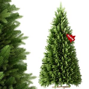 Kunstkerstboom 210 cm premium dennenboom kunstgroen PVC, natuurgetrouwe spuitgietelementen, edelspar snel op te bouwen, brandbaar, incl. kerstboomstandaard (2,1 m)