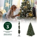 Kunstkerstboom met zilveren kralen en rijp, 220 cm dennenboom van pvc, groene kerstboom met 535 takken, kunststof standaard, Ø ca. 120 cm (premium sneeuwvlok 220 cm)