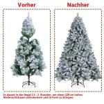 Kunstkerstboom 228 cm (Ø ca. 140 cm) met ca. 1284 punten, dennenboom met sneeuwvlokken, materiaal PVC, incl. metalen kerstboomstandaard, automatische flocking
