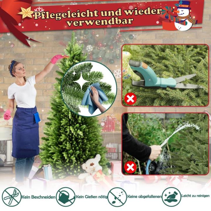 Kunstkerstboom 150 cm premium dennenboom kunstgroen PVC, levensechte spuitgietelementen, edelspar snel op te bouwen, brandbaar, incl. kerstboomstandaard (1,5 m)