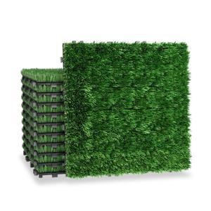 11 Stück Kunstrasen Outdoor, Kunstrasenteppich 40 mm Höhe mit Drainagelöcher, Kunststoffrasen, UV-beständig, feuerfest, wetterfest für Balkon, Garten, Draußen - 30 x 30 cm, G