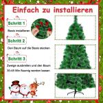 Kunstkerstboom, 150 cm, groene dennennaalden met sneeuweffect, kerstboom met 150 takken, snel op te bouwen klapsysteem, metalen standaard, kerstdecoratie