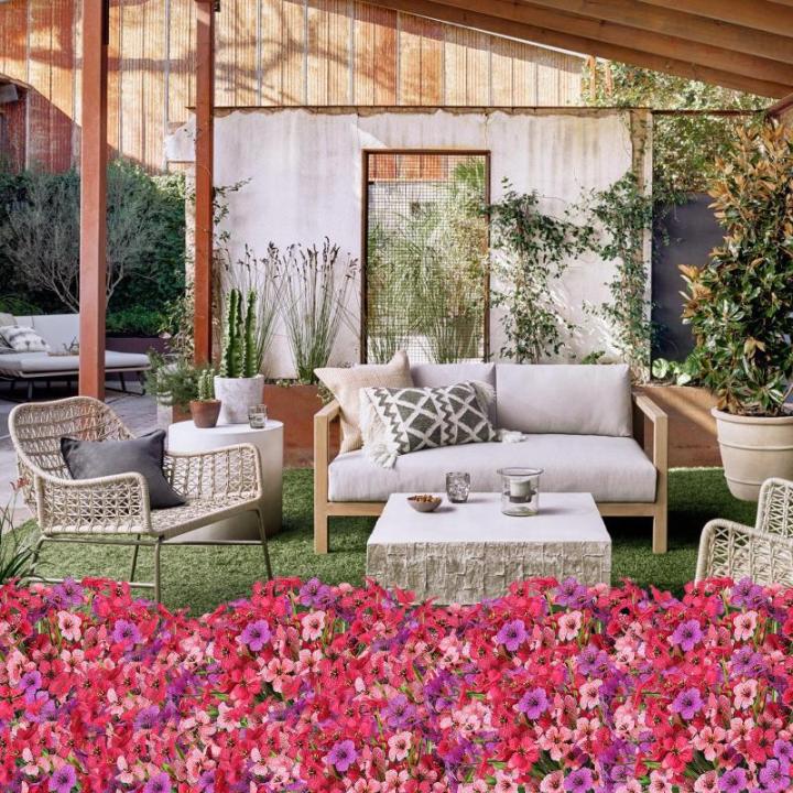 9 stuks voor buiten, 3 kleuren, UV-bestendige , weerbestendig, boeket, bloemboeket, bloemenarrangement voor tuin, balkon, raam, huis, feestdecoratie