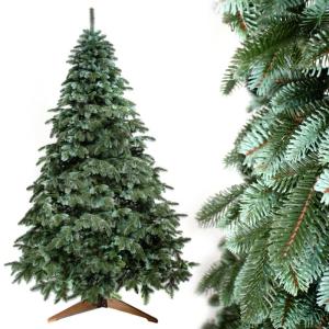 Kunstkerstboom, 230 cm, premium dennenboom, kunstkerstboom, 100% spuitgietwerk, kerstboom met standaard van natuurlijk hout, made in EU, kunstkerstboom