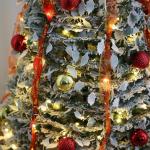 Künstlicher, vordekorierter, beleuchteter Pop-up-Weihnachtsbaum mit hängenden Kugeln für Weihnachtsdekoration (Gold und Rot)