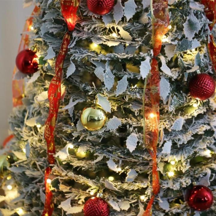 Künstlicher, vordekorierter, beleuchteter Pop-up-Weihnachtsbaum mit hängenden Kugeln für Weihnachtsdekoration (Gold und Rot)