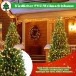 210cm Künstlicher Weihnachtsbaum mit 711 Grün PVC Spitzen & 439 Grün PE Spitzen Tannenbaum Christbaum mit Holzständer & Warmweiß LEDs für Weihnachten, Halloween, Hochzeit (oh