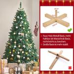 Kunstkerstboom met 1347 takpunten, moeilijk ontvlambaar pvc, inclusief metalen standaard met houtnerf, groen, 213,5 cm