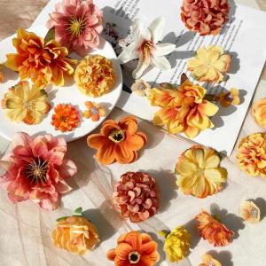 40 stuks om te knutselen, kleine bloemkoppen, 4 ~ 7 cm, mini-, bloemhoofdjes, decoratie, zijden bloemen, bloemendecoratie, rozen, hortensia's voor taartdecoratie