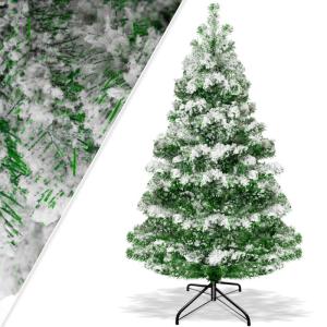 Kunstkerstboom PE 210 cm met 1246 takken, dennenboom, kunstmatig edelspar, snelle montage incl. kerstboomstandaard, kerstdecoratie - PE Groen/Sneeuw, 2,1 m dennenboom, Kerstmis