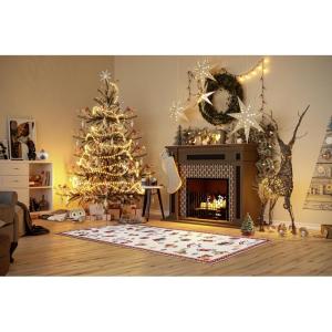 Design tapijt Nostalgic - Toy's Delight - kerstboomdeken, kerstboom en kerstboom loper voor woonkamer, slaapkamer, eetkamer, hal - rood, meerkleurig, 80 x 200 cm