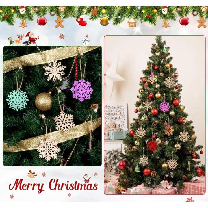 18 x sneeuwvlokken van hout, 9 designs, kerstboomversiering, houten sneeuwvlok, 7,5 cm, houten hangers Kerstmis met henneptouw, onafgewerkte kerstboomhangers van natuurlijk hout vo