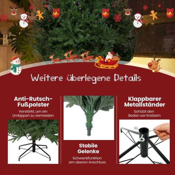 Künstlicher Weihnachtsbaum Christbaum, Tannenbaum mit Metallstand, automatisch, Premium PE, 210cm mit 960 Spitzen, Weihnachtsdeko Geschenk für Frau, Kinder, Familie