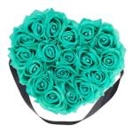 Rozenbox hart, 18 rozen, Flowerbox zwart, 10 jaar houdbaar, cadeau-idee, decoratieve bloemenbox, turquoise