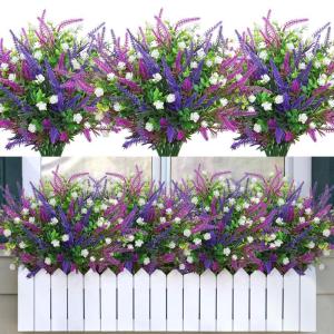 12 bundels kunstbloemen, balkon, weerbestendig, kunstbloemen, outdoor, uv-bestendig, , plastic boeket, voor balkonbakken, tuin, raam, decoratie, gemengd