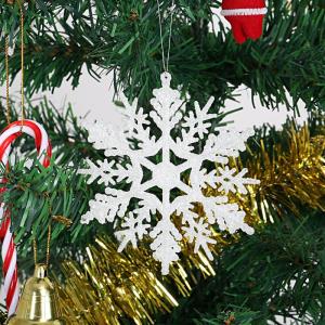 24 x sneeuwvlokken kerstdecoratie voor kerstboom glitter witte kerstboomversiering