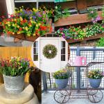 Kunstbloemen voor buiten, uv-bestendig, , bloemen in grote hoeveelheden voor het ophangen van plantenbakken, buiten, veranda, vaas, thuis, raamdecoratie, 6 bundels, oranje