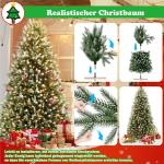 150cm Künstlicher Weihnachtsbaum mit 395 Grün PVC Spitzen & 55 Grün PE Spitzen Tannenbaum Christbaum mit Holzständer & Warmweiß LEDs für Weihnachten, Halloween, Hochzeit (mit